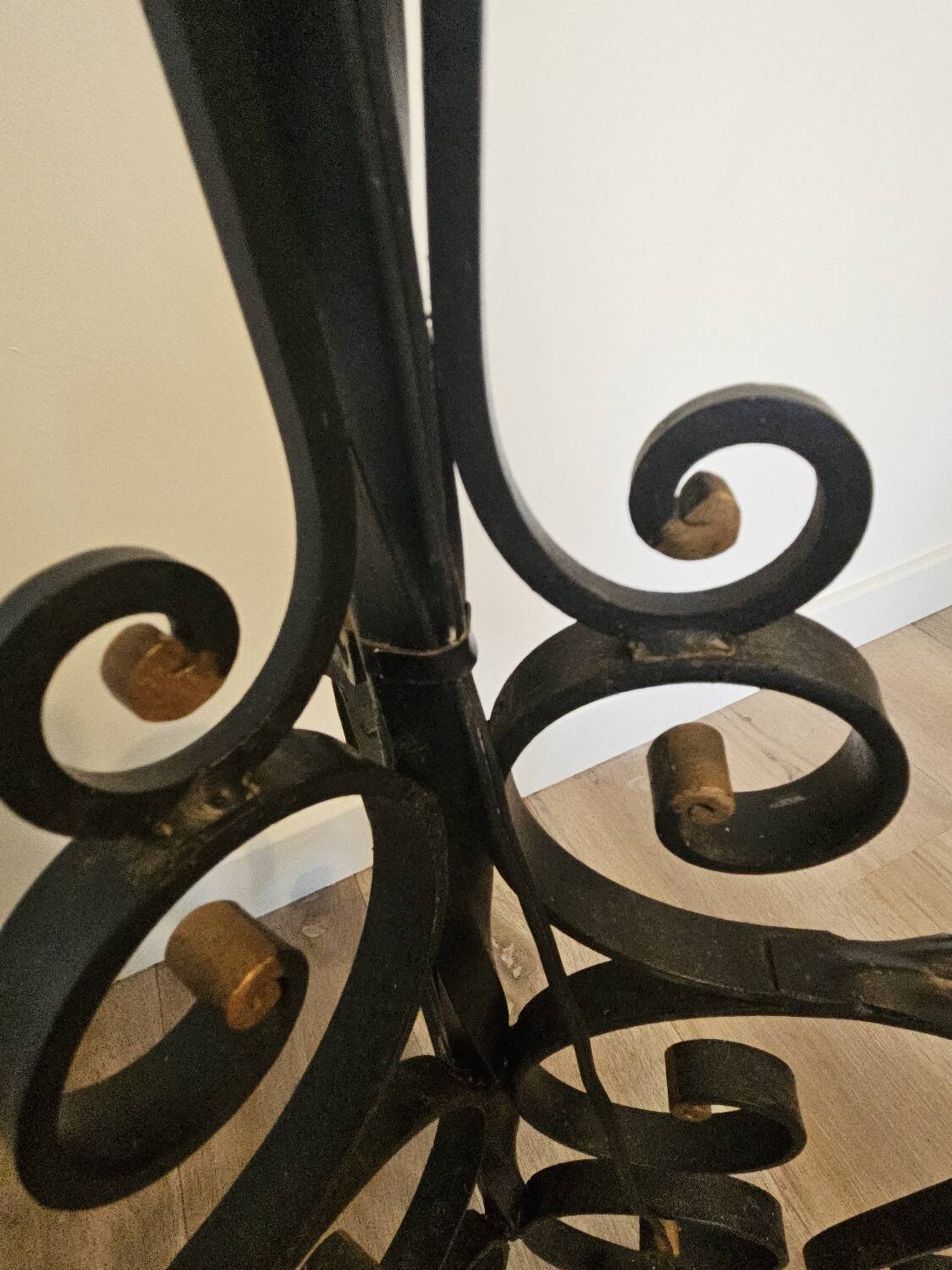 Art Deco wrought iron tripod floor lamp