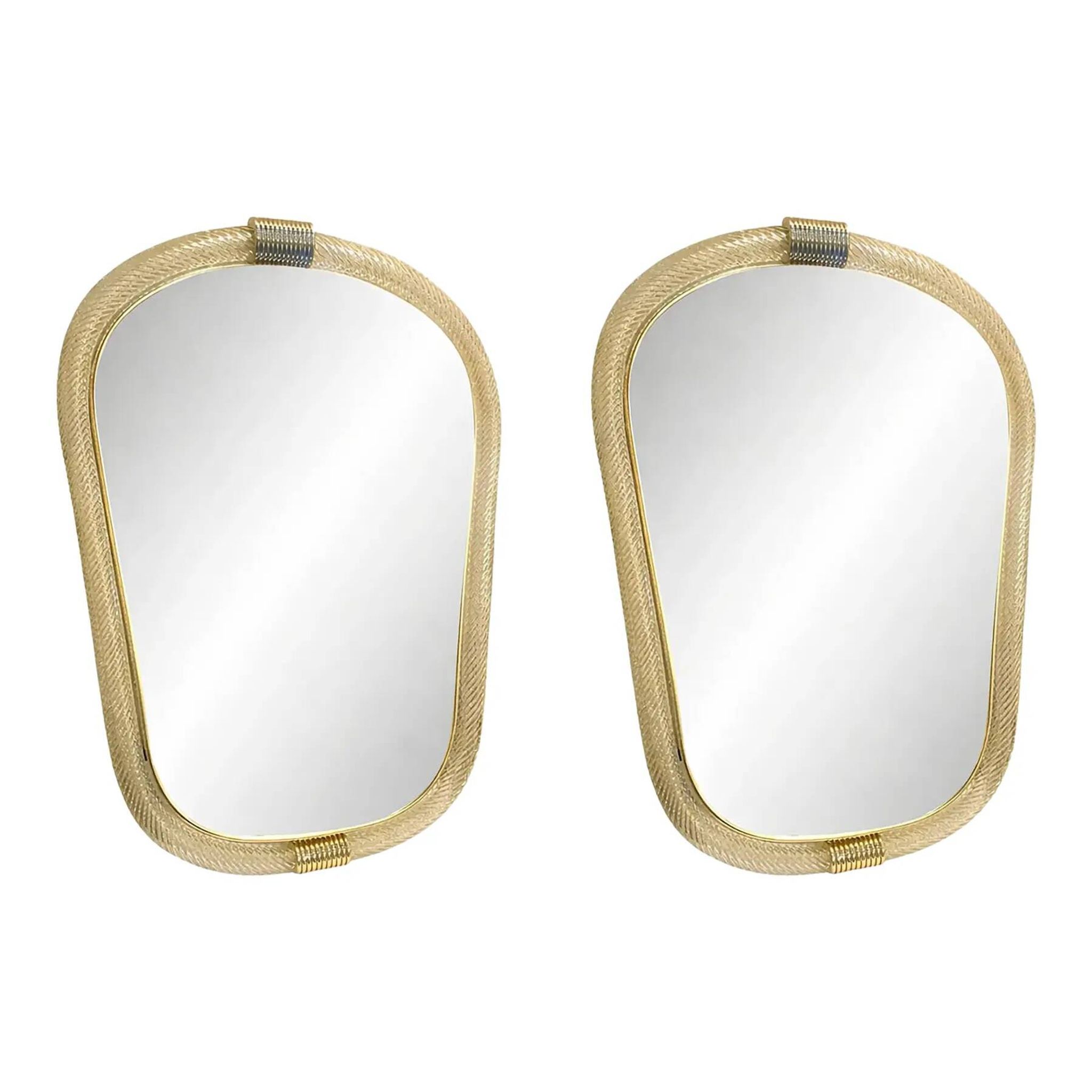 Murano Glass Wall Mirror with "Torciglione" Torchon Detailing, Barovier-Ins