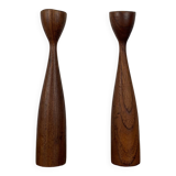 Teak candlestick duo, 1960