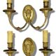 Pair of wall sconces with female masks in Louis XVI style - gilded bronze