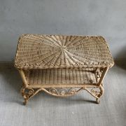 Wood and rattan bedside table, butterflies