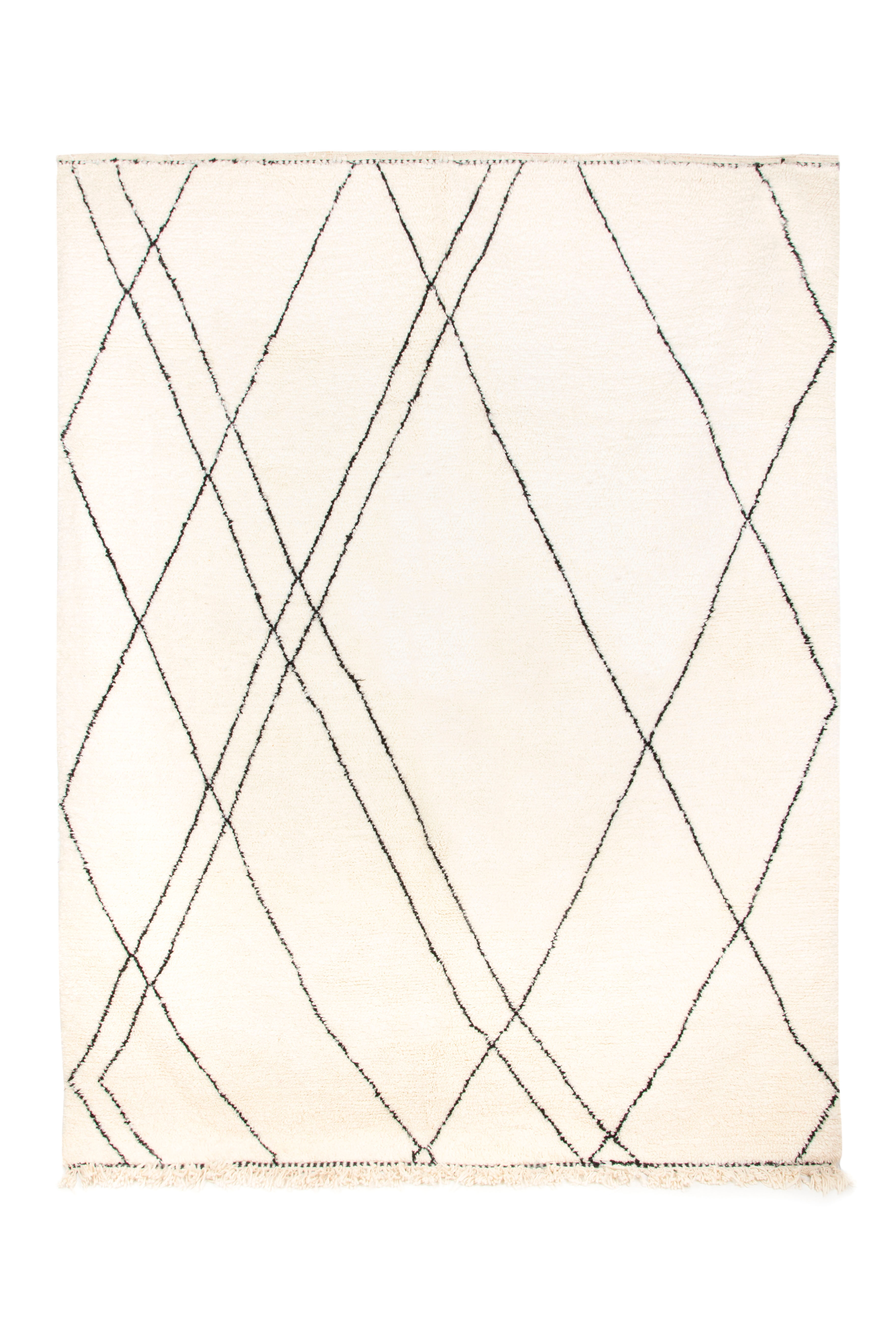 Berber carpet beni urain ecru with black lines 287 x 220 cm
