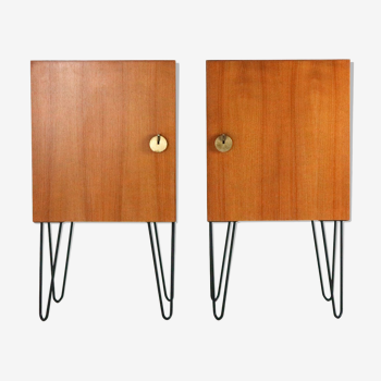 Pair of mid century modern bedside cabinets 1950s