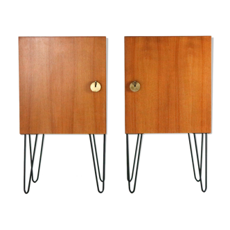 Pair of mid century modern bedside cabinets 1950s