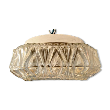 Lampe de plafond en verre encastrée vintage des années 30