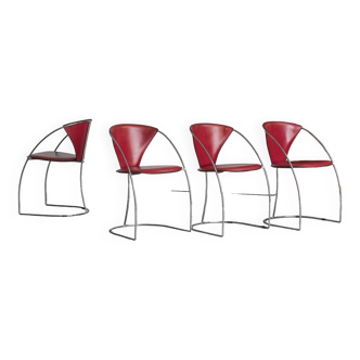 Ensemble de 4 chaises à repas "Linda" par Arrben, design italien, années 1980