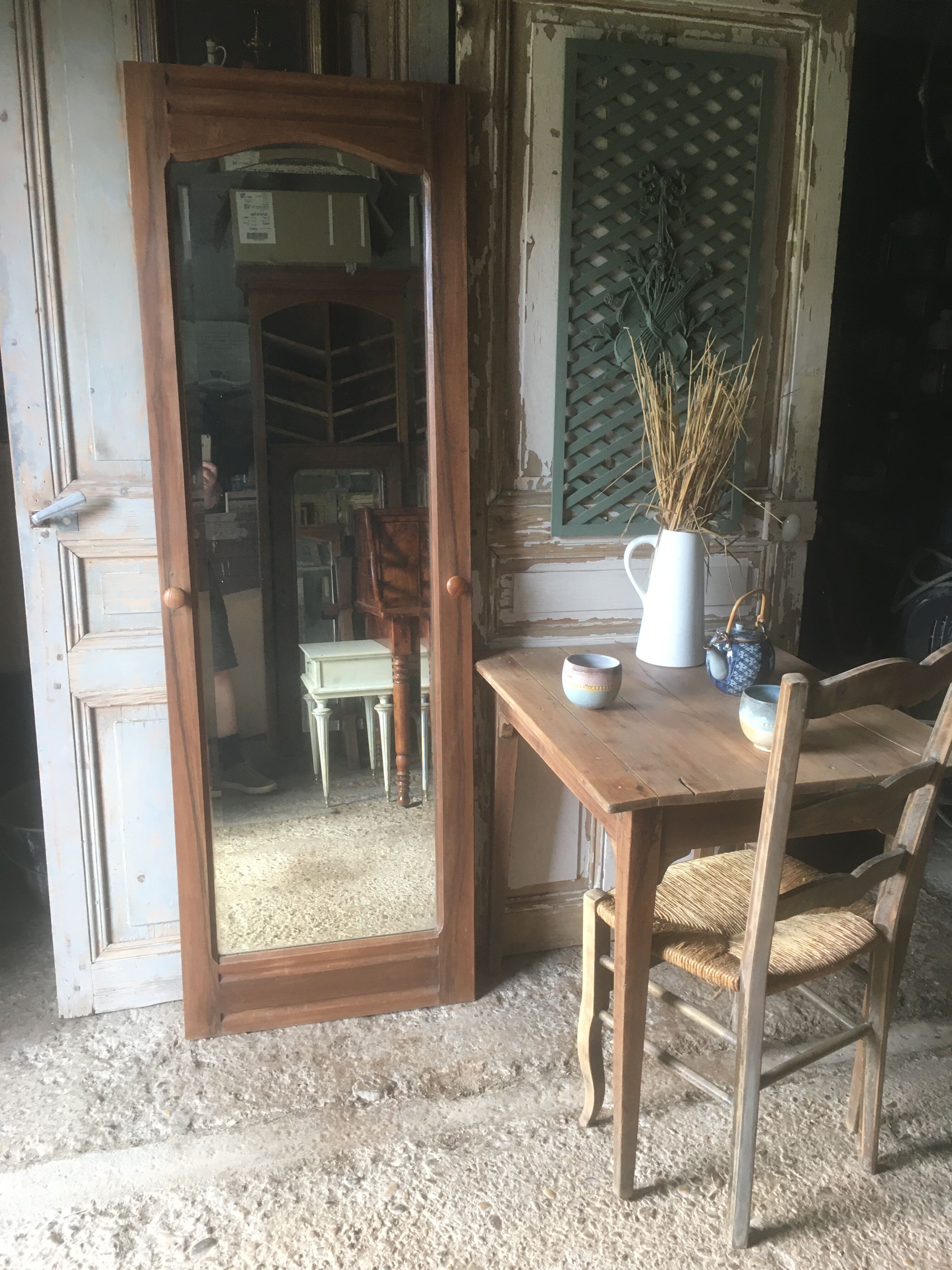 Walnut beveled mirror