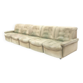 Grand canapé sectionnel modulable vintage en cuir vert des années 1970