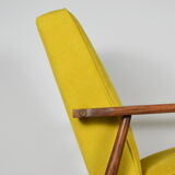 Original vintage armchair "FOX", designer Henry Lis, 1970s, fully restored, yellow