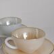 Six vintage iridescent pastel arcopal opaline cups