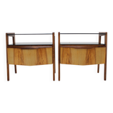 1960s pair of restored bedside tables, czechoslovakia