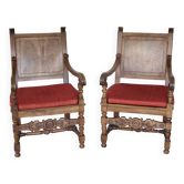 Paire de fauteuils de style renaissance espagnole