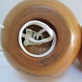 Paire de pieds de lampes boules bois massif Par IMT italie vintage