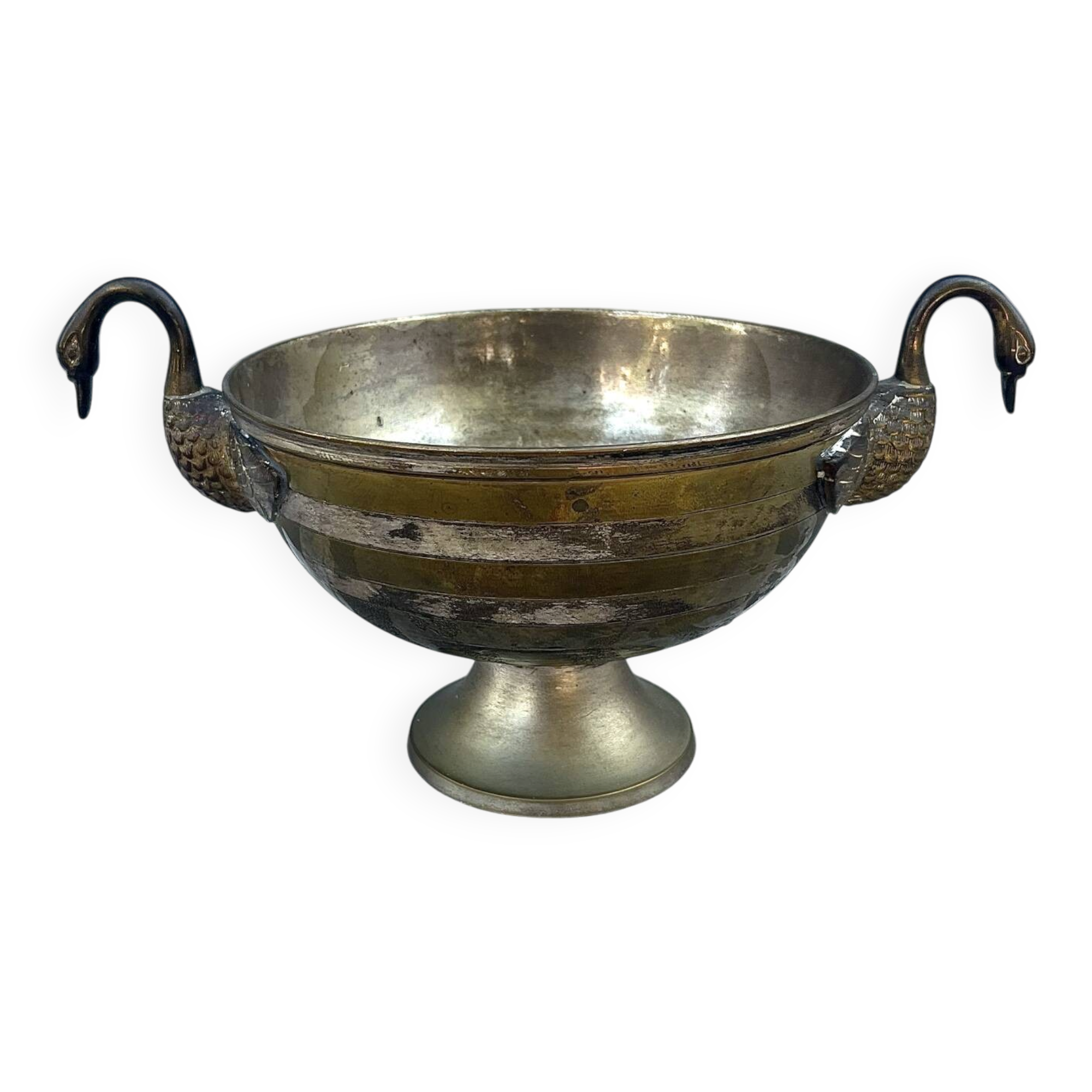 Swan Ice Bucket Brass French Vintage Footed Barware