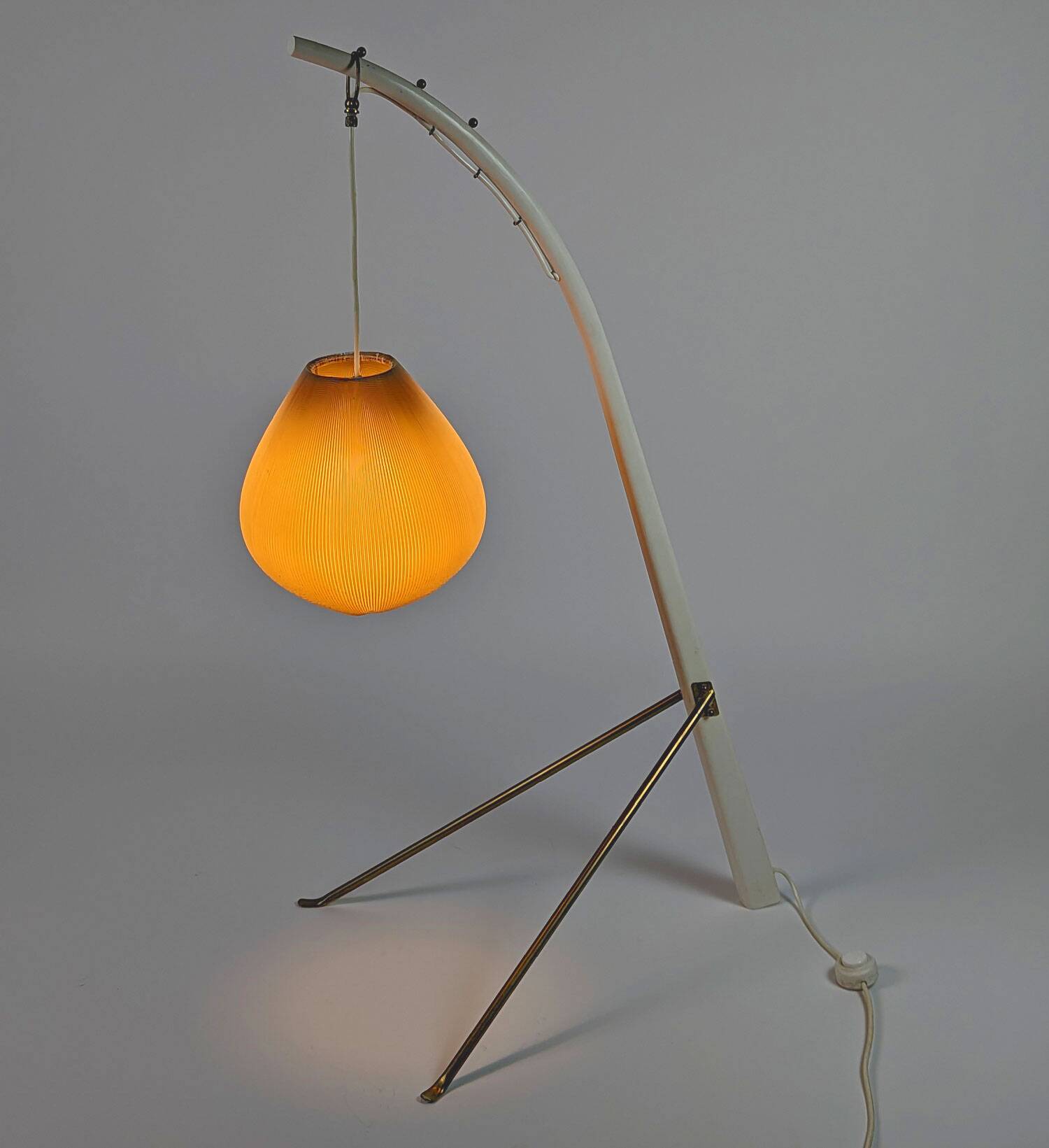 Small adjustable floor lamp, Rhodoid lampshade, 1950