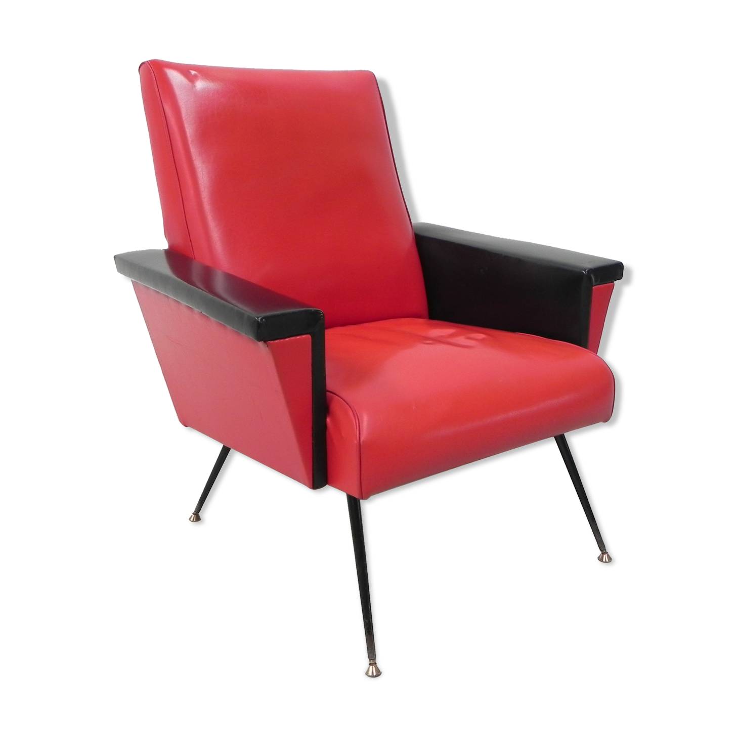 Vintage skai armchair with armrests