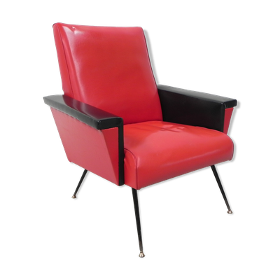 Fauteuil skai vintage avec accoudoirs