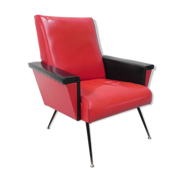 Fauteuil skai vintage avec accoudoirs