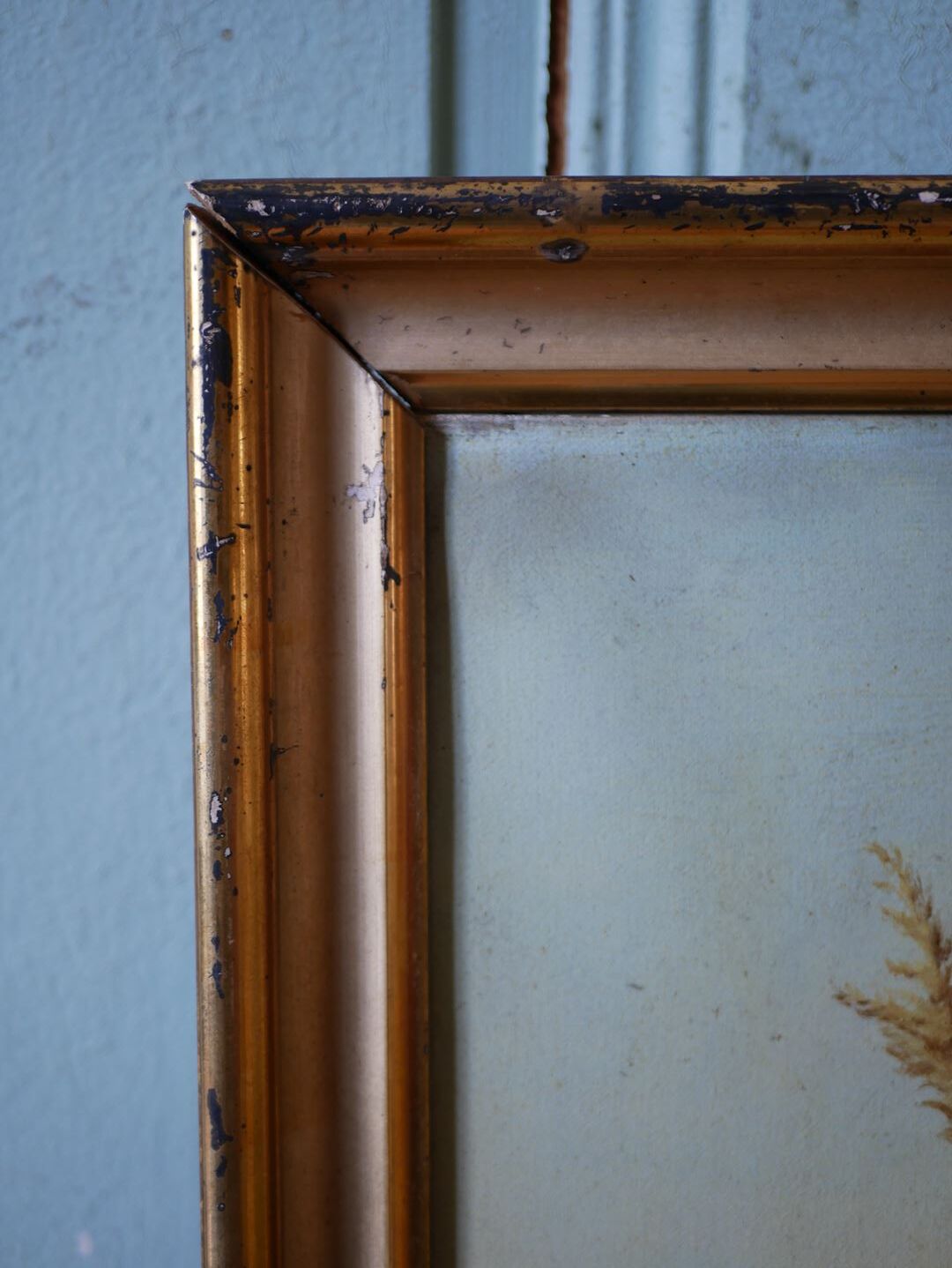 Ancienne huile sur toile encadrée, "Flamands roses"