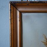 Old oil on canvas framed, "Flamingos"