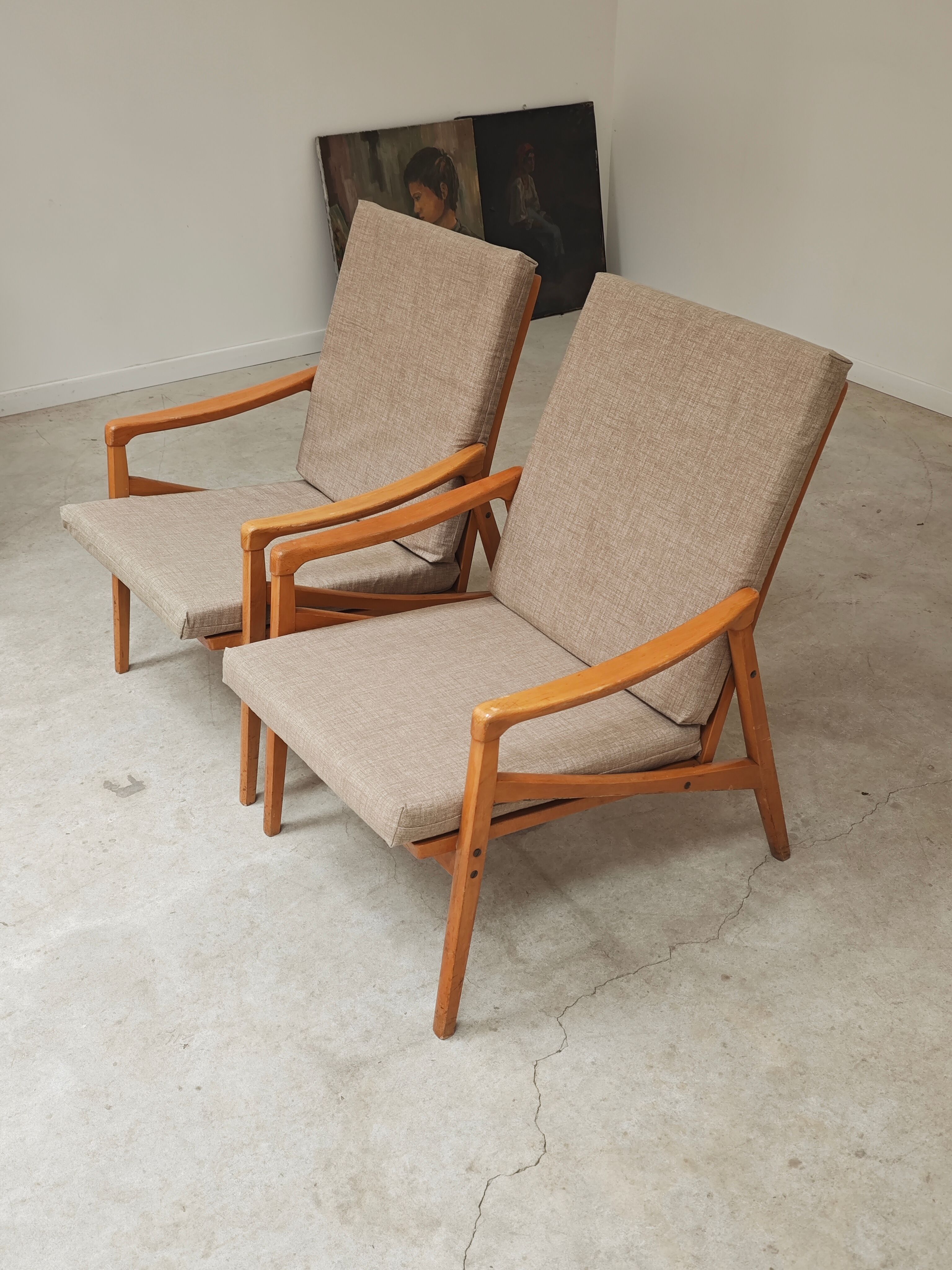 Pair of grey armchairs by Jiri Jiroutek for Intérier Praha