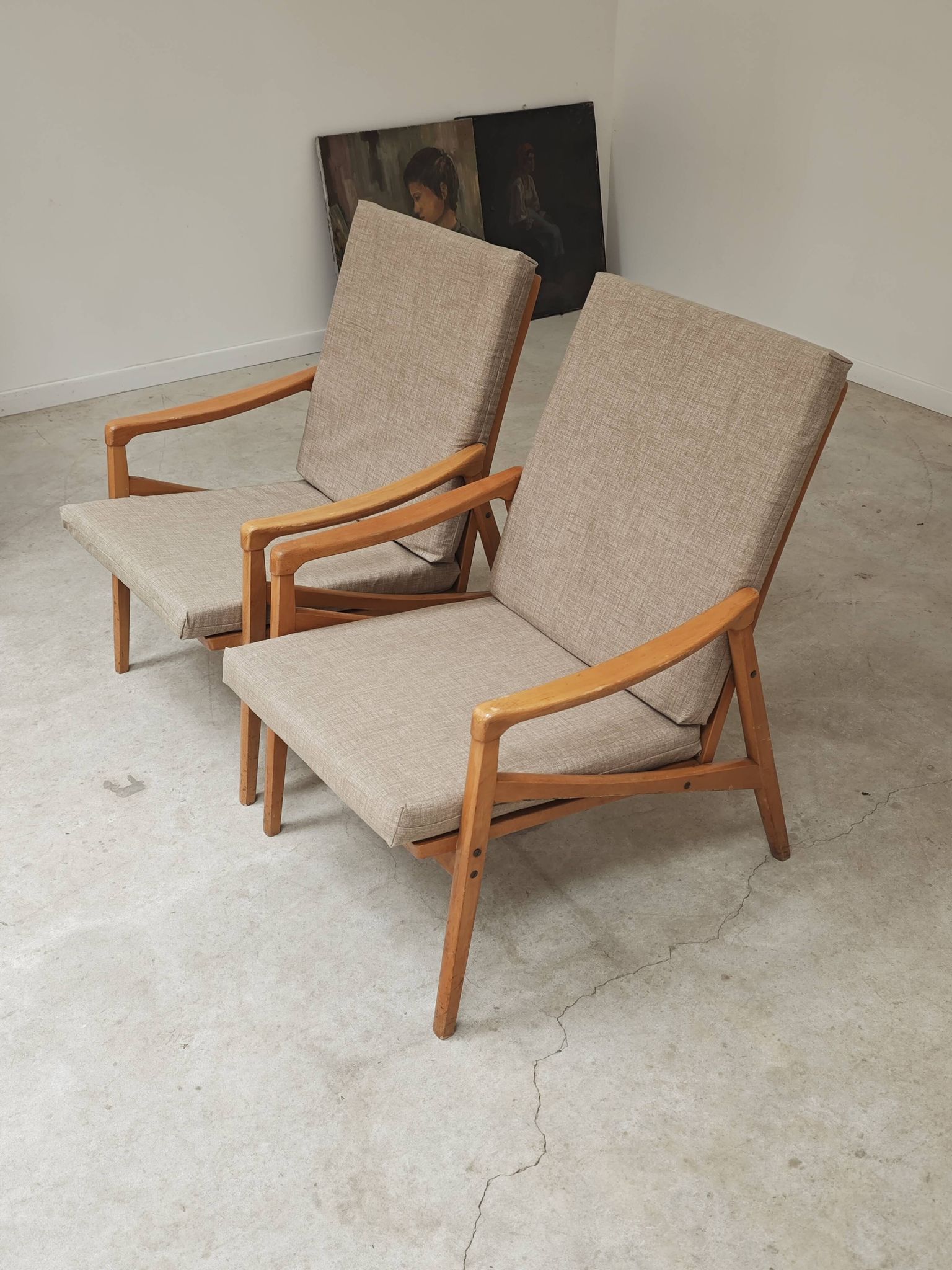 Pair of grey armchairs by Jiri Jiroutek for Intérier Praha