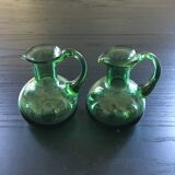 Set of 2 vials green glass