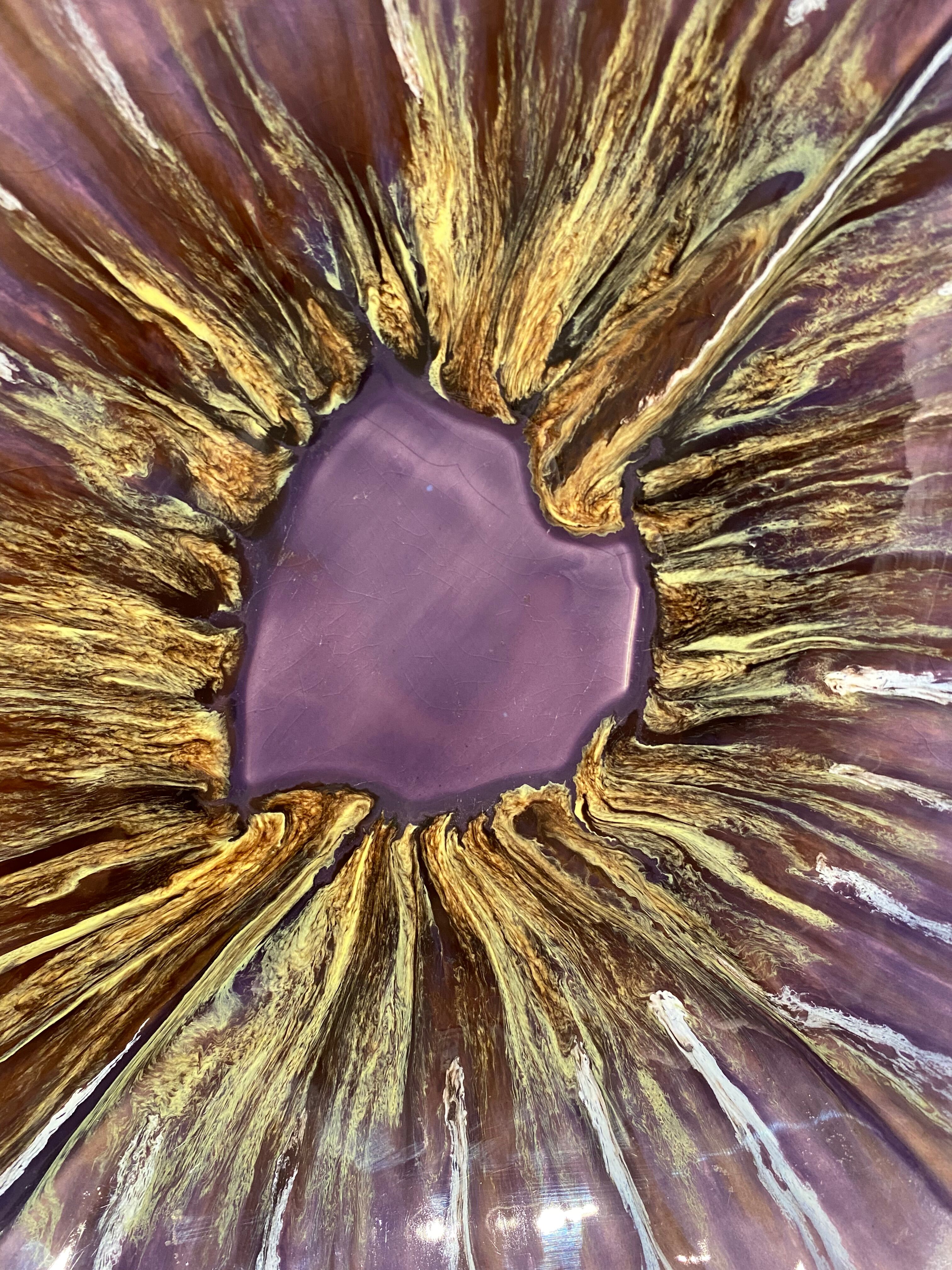 Large stylized vintage dish, Vallauris earthenware cut signed