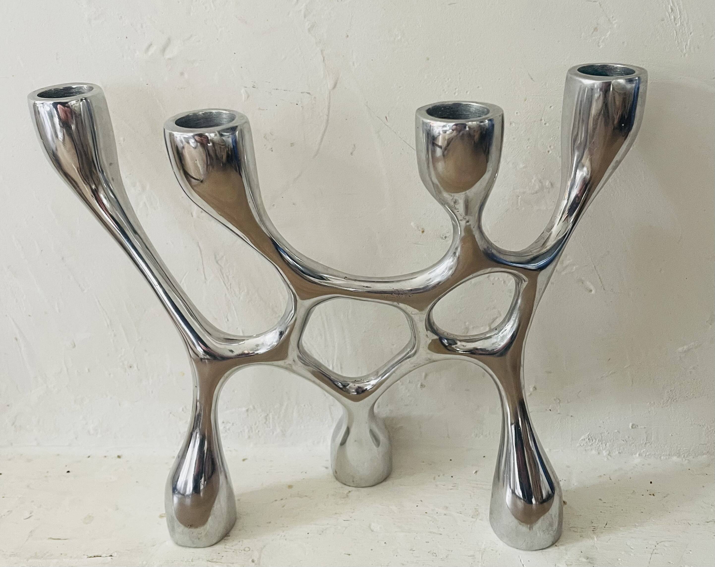 Vintage aluminium cast iron candlestick