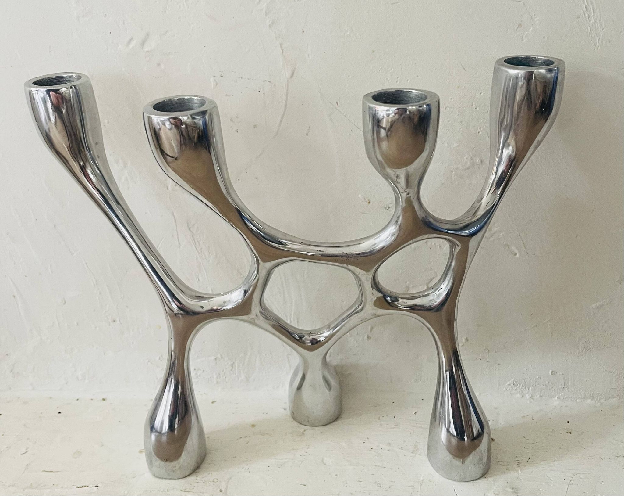 Vintage aluminium cast iron candlestick