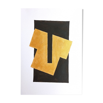 Abstract gold painting supremacist style