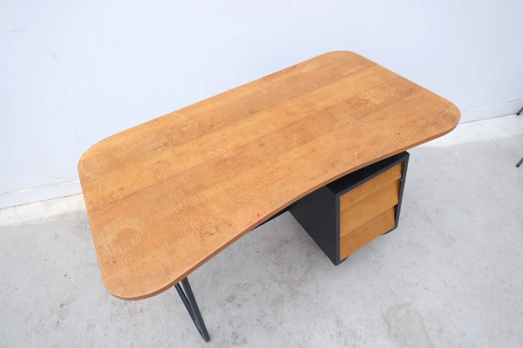 Wooden and metal desk, France 1950