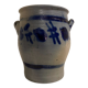 Grease pot in blue-patterned stoneware