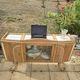 Art Deco buffet with showcase and solid raw wood mirror