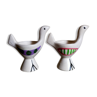 Deux coquetiers céramique de Lili Valentin Vallauris années 50