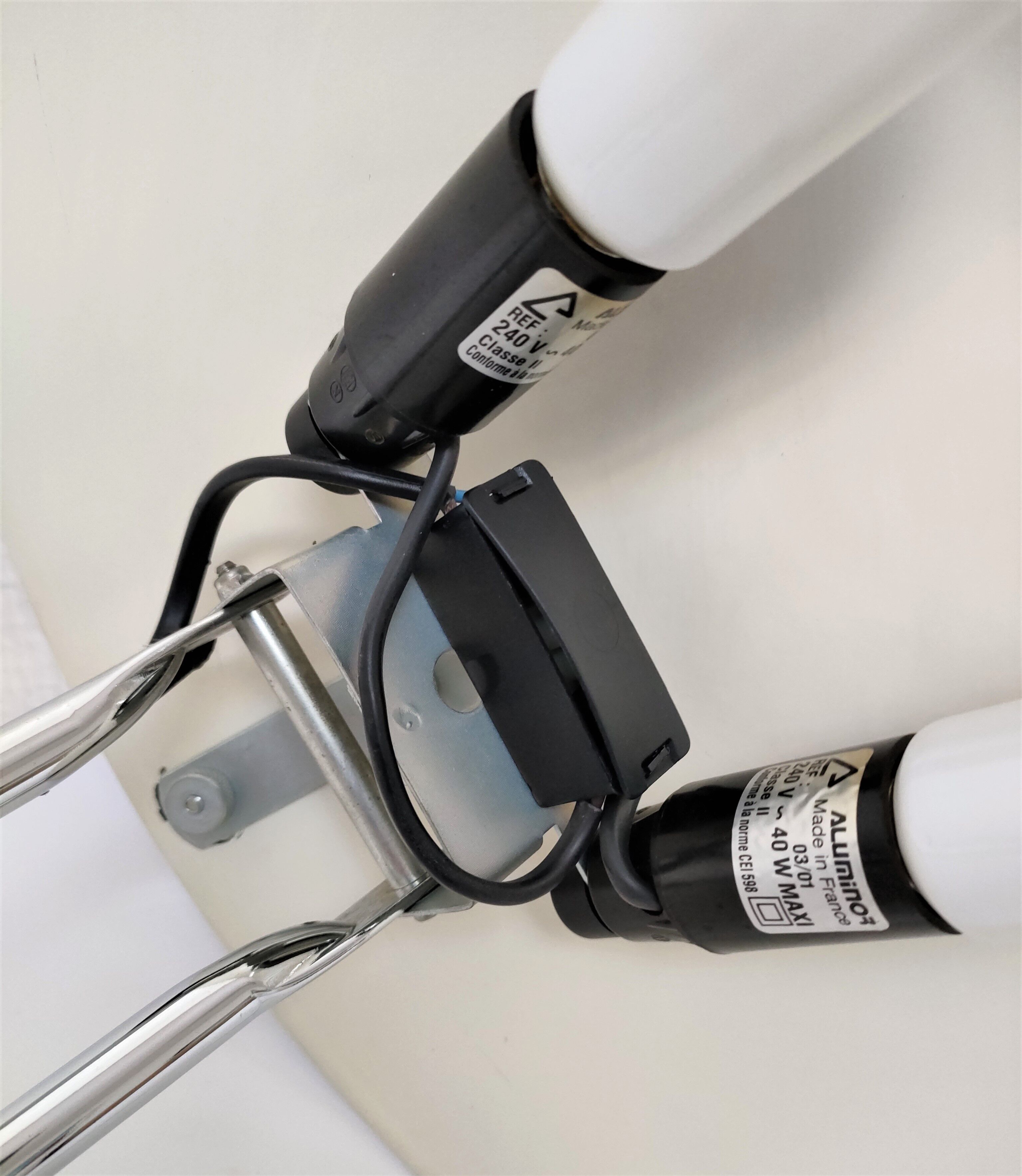 Aluminor lamp chrome metal and matt black design 80s