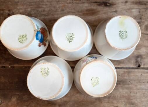 Set of 5 Vintage Boch Frères Ramekins / Small Bowls - Fruit Decor