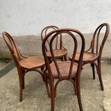 4 bistro chairs in curved wood N° 18 of the 1920s 1930s wooden seat