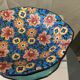 Oval fruit cup in Longwy enamels with floral decoration