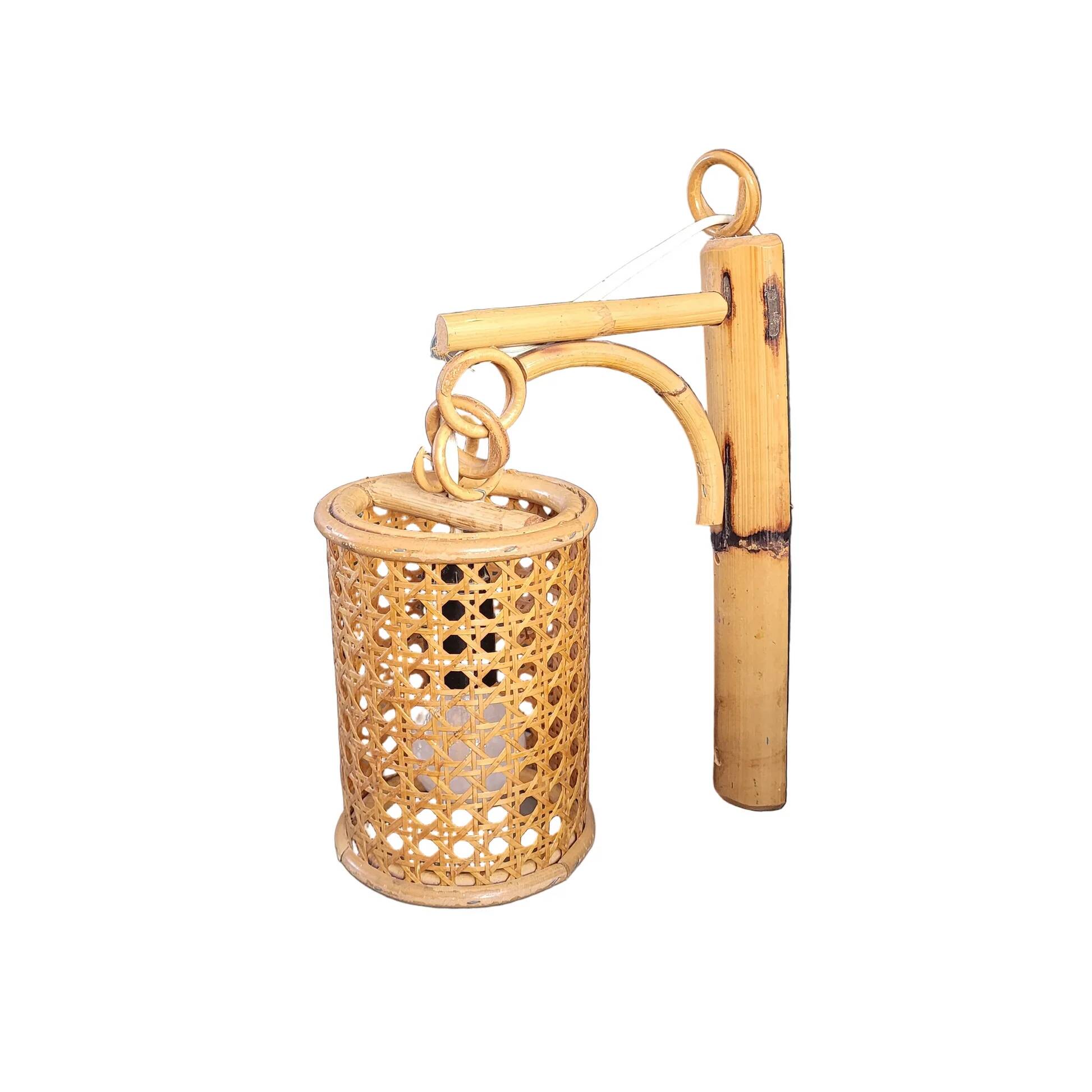 Vintage bamboo and cane wall light