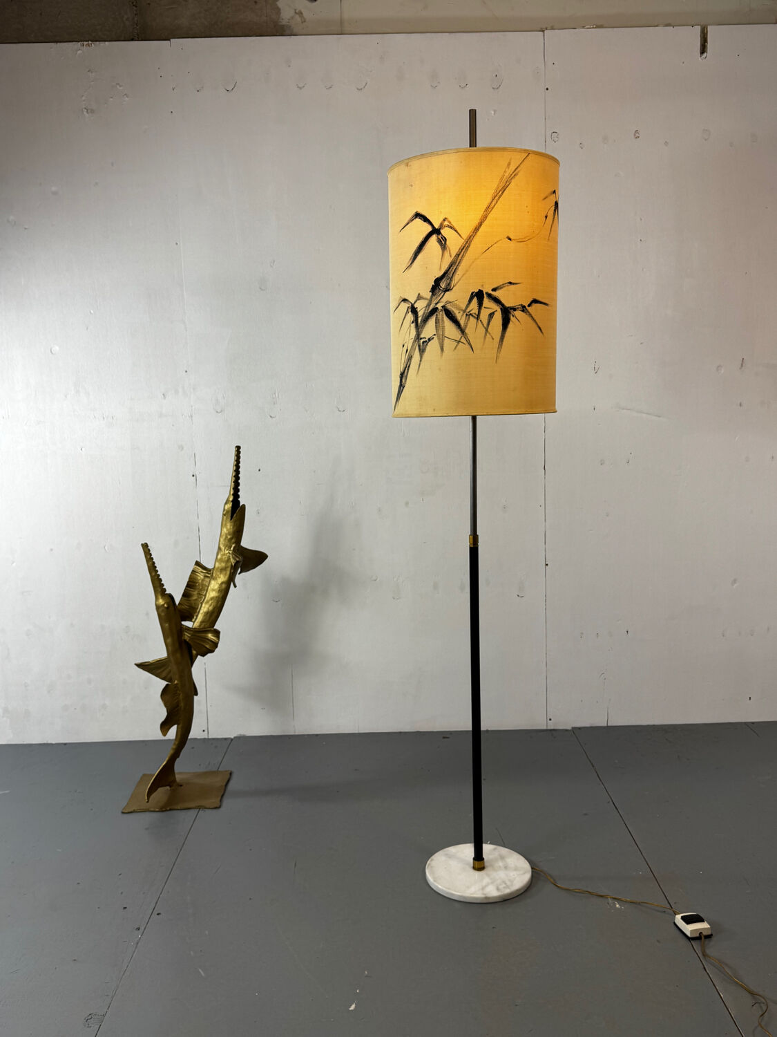 Mid-Century Modernist Italian Floor lamp with Marble Base, 1950s