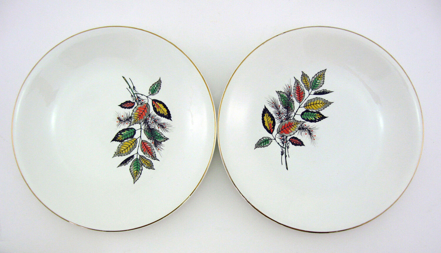 6 flat porcelain plates - foliage decoration Sous-Bois - Digoin & Sarreguemines France
