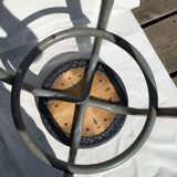 Industrial stool seat dark grey leather