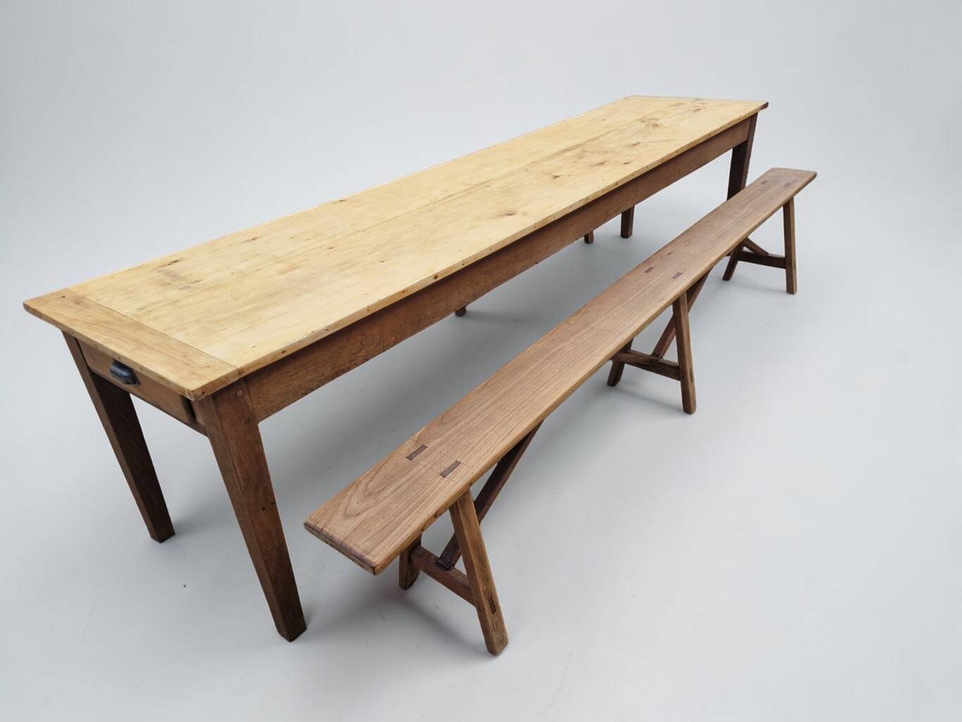 Large farmhouse table + two benches