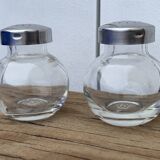 German salt and pepper shaker WMF in metal and glass, 1970