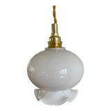 Walking lamp with vintage opaline globe