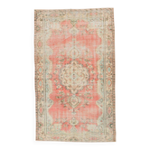 Tapis turc vintage rouge pâle et crème 5x8, 147x243 cm