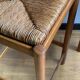 Tabouret chaise de bar bois et paille