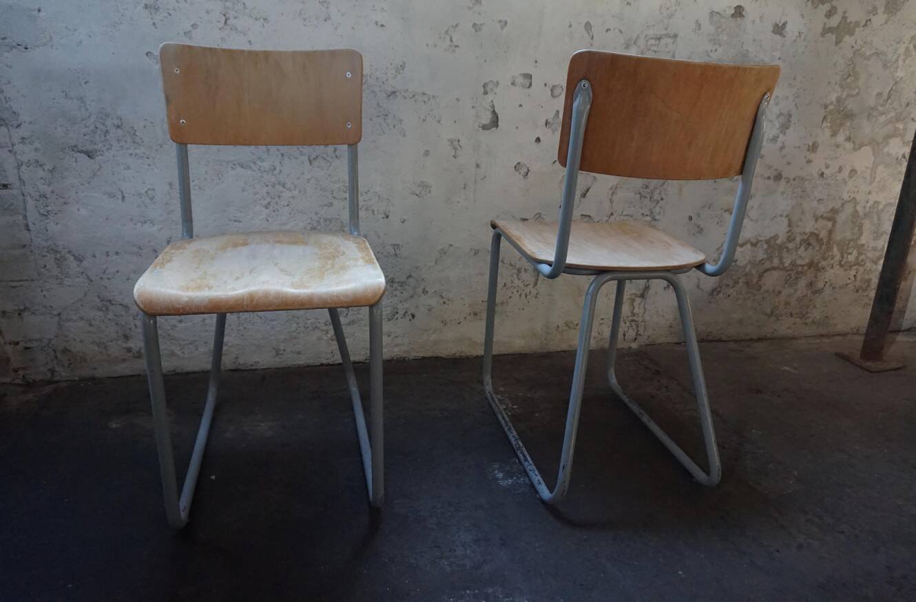 Industrial vintage Chairs Willem Hendrik Gispen for Gispen 1950s, Set of 2