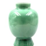Paul Millet, Art Deco green ceramic vase, Sevres France 1930s